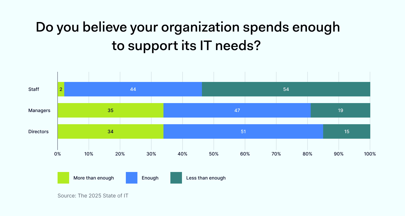 Do you believe your organization spends enough to support its IT needs